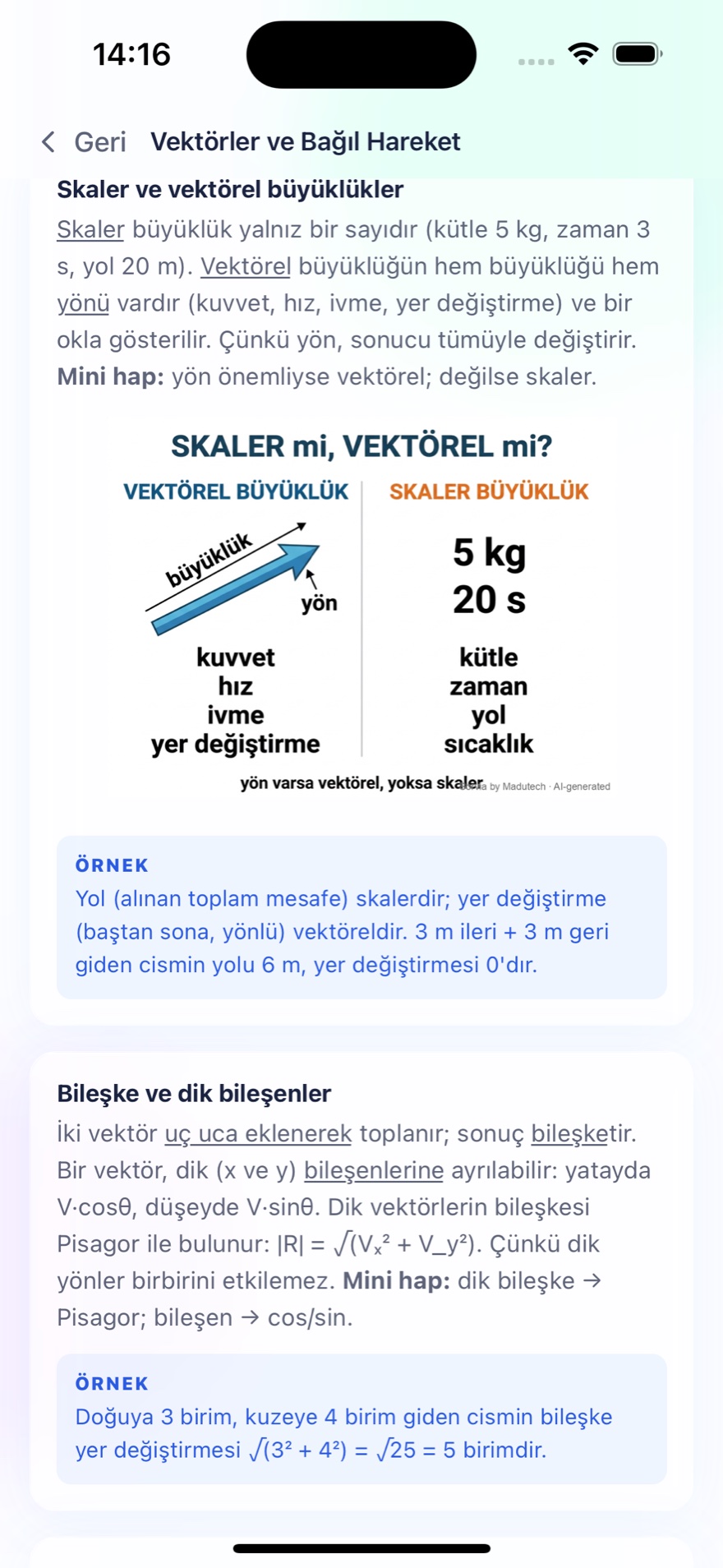 Vektörler ve Bağıl Hareket konu anlatımı — skaler/vektörel ayrımı, figürlü şema ve örnekler