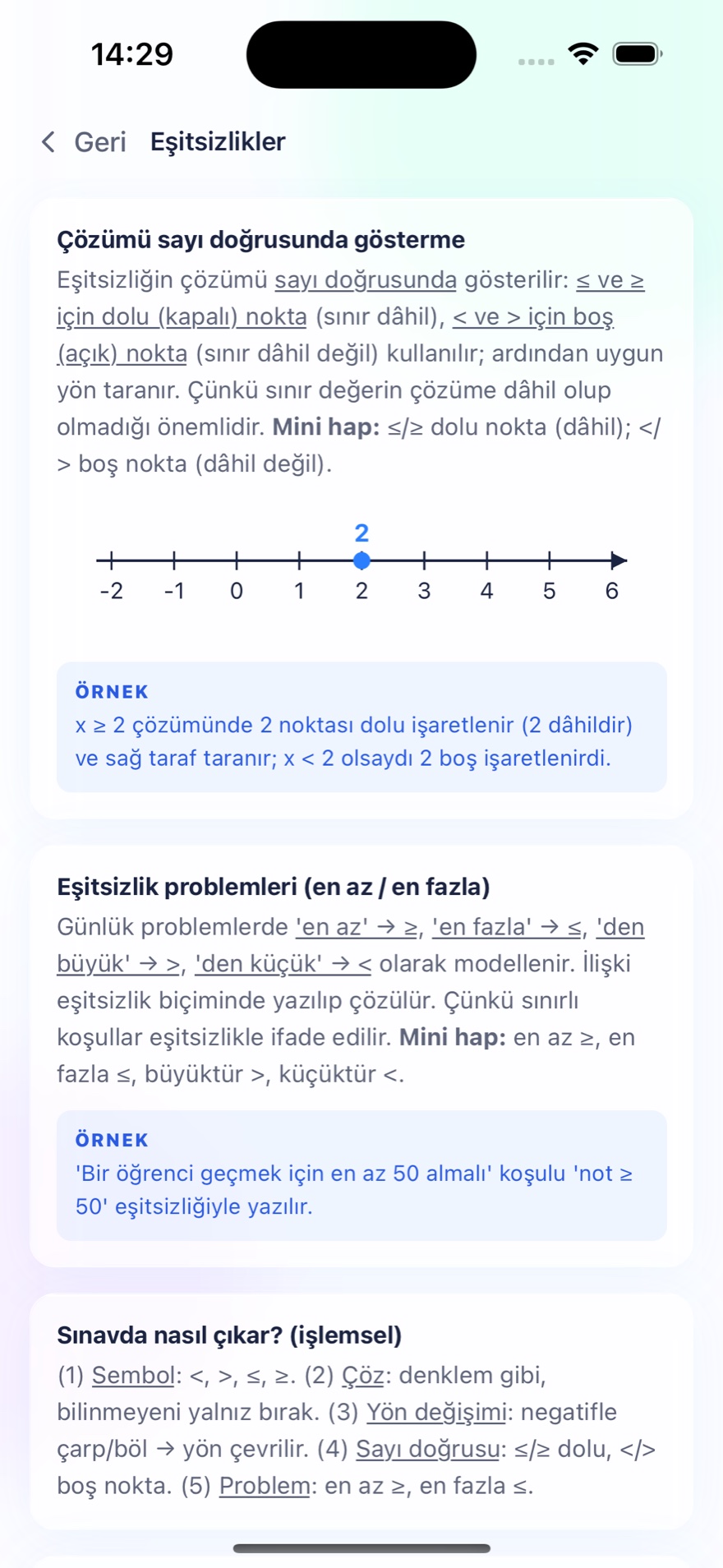 Sorvia uygulamasında "sınavda nasıl çıkar" bölümlü LGS kazanım ekranı